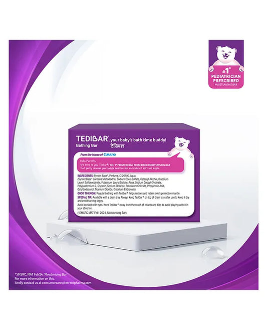 Tedibar Moisturising Baby Bathing Bar 75g (Pack of 1) with Skin Friendly ph