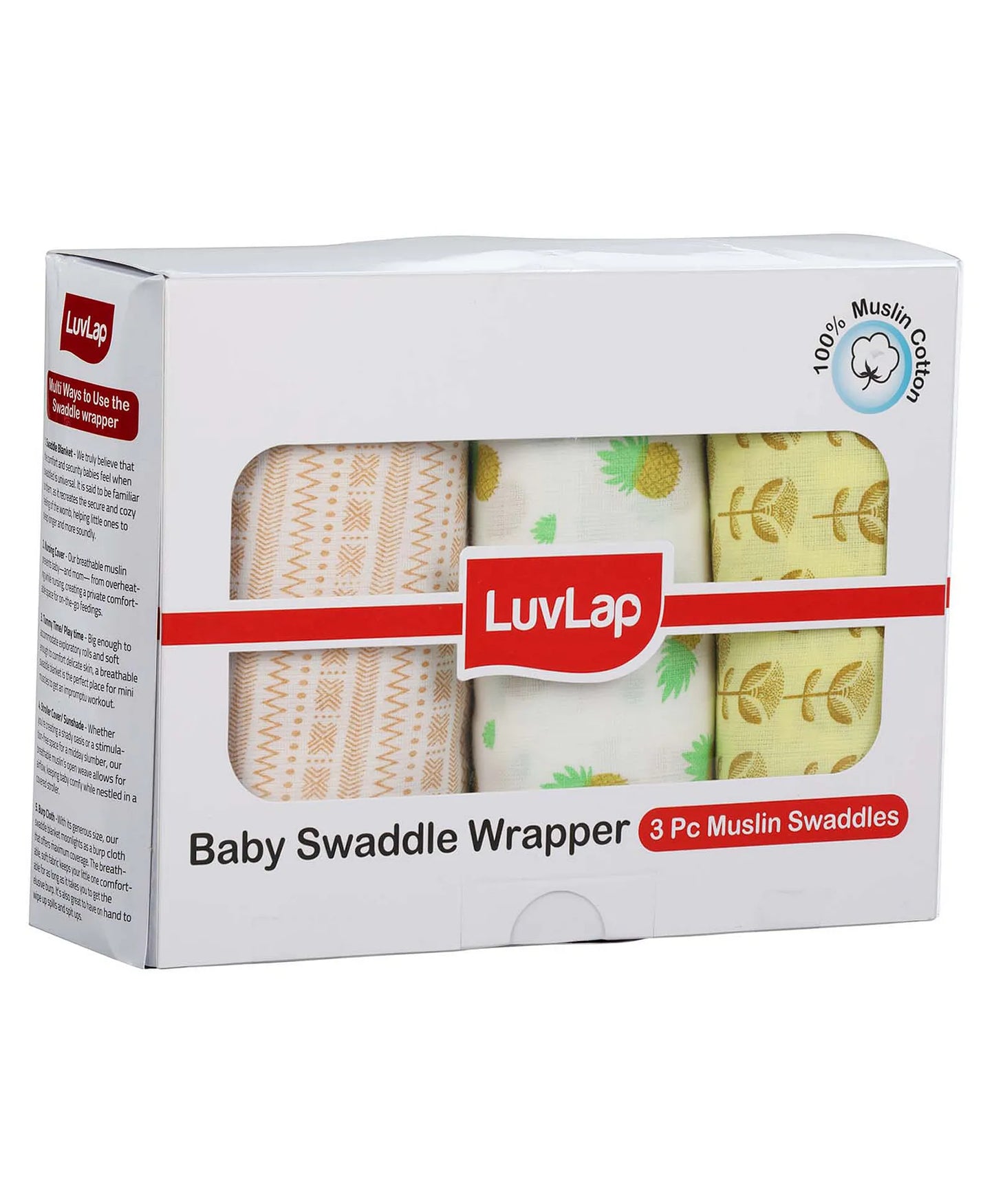 Luvlap muslin swaddle Pineapple leaves Multicolour