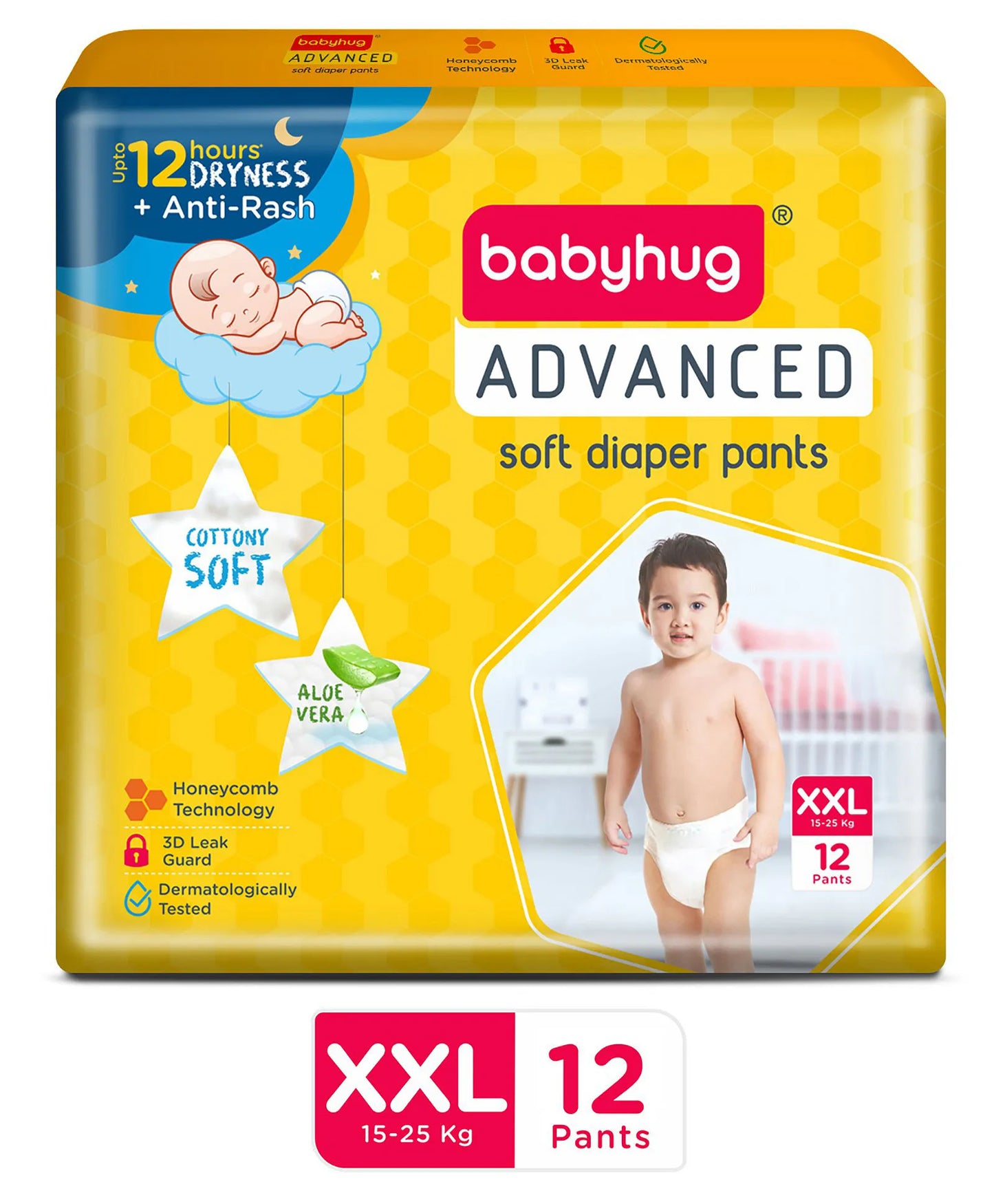 Babyhug Advanced Pant Style Diapers Extra Extra Large (XXL) Size - 12 Pieces
