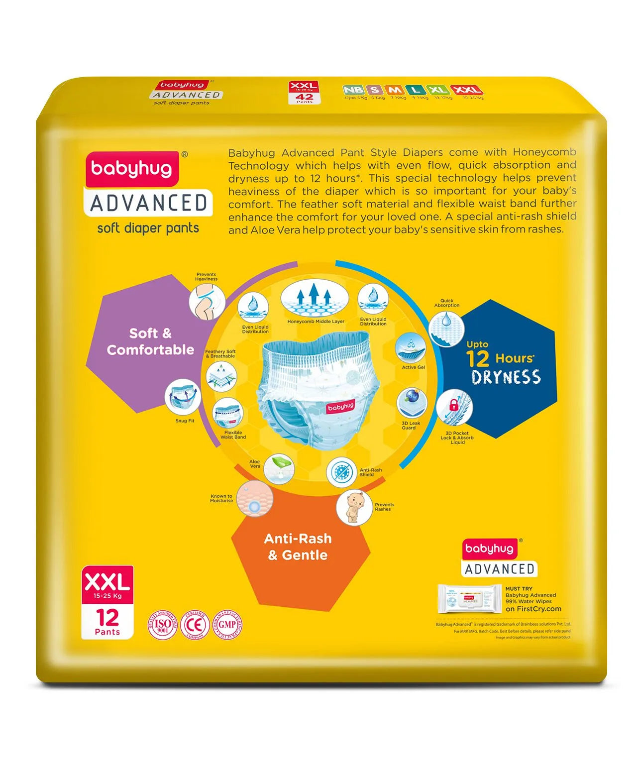 Babyhug Advanced Pant Style Diapers Extra Extra Large (XXL) Size - 12 Pieces