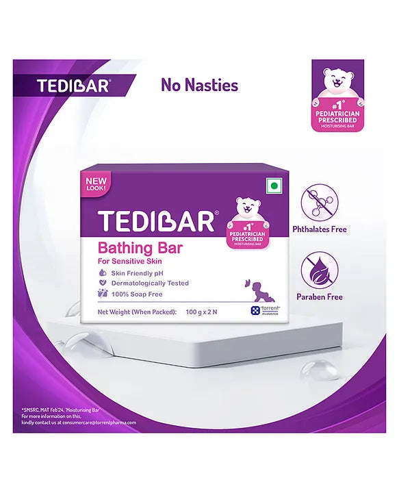 Tedibar Moisturising Baby Bathing Bar 75gx3  with Skin Friendly pH