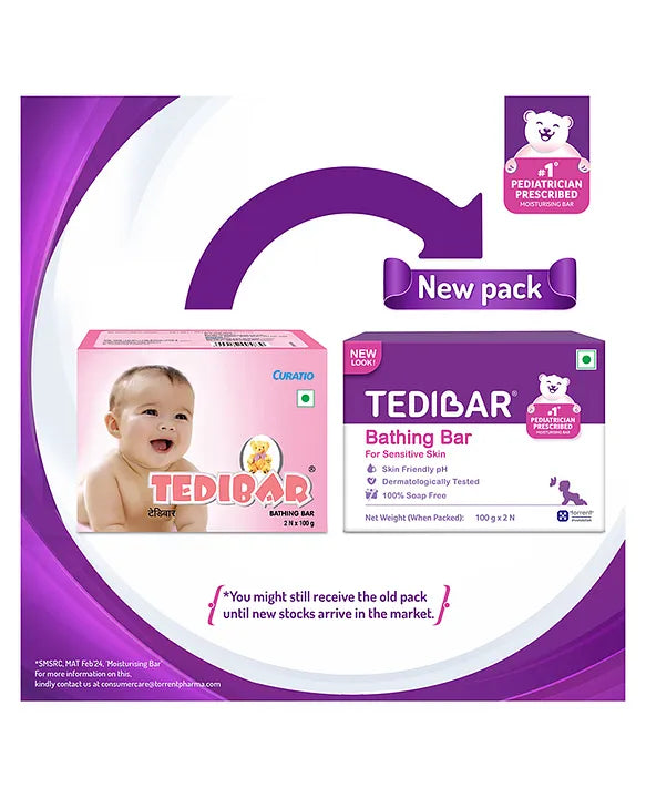 Tedibar Moisturising Baby Bathing Bar 75gx3  with Skin Friendly pH