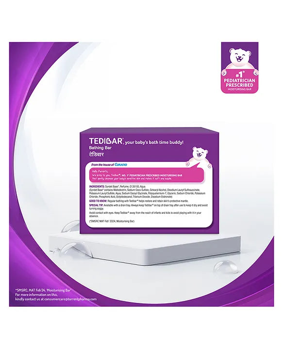 Tedibar Moisturising Baby Bathing Bar 75gx3  with Skin Friendly pH