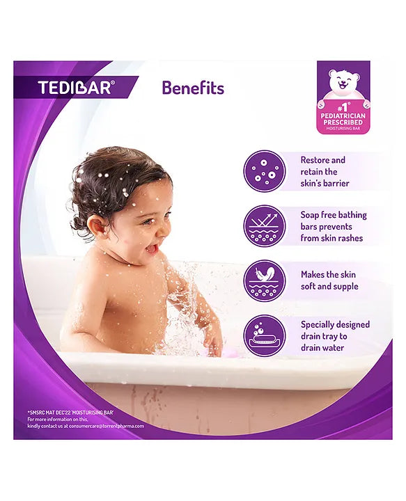 Tedibar Moisturising Baby Bathing Bar 75gx3  with Skin Friendly pH