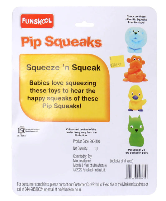 Funskool Pip Squeaks Pack of 4 Squeezy Toys (Colour May Vary)