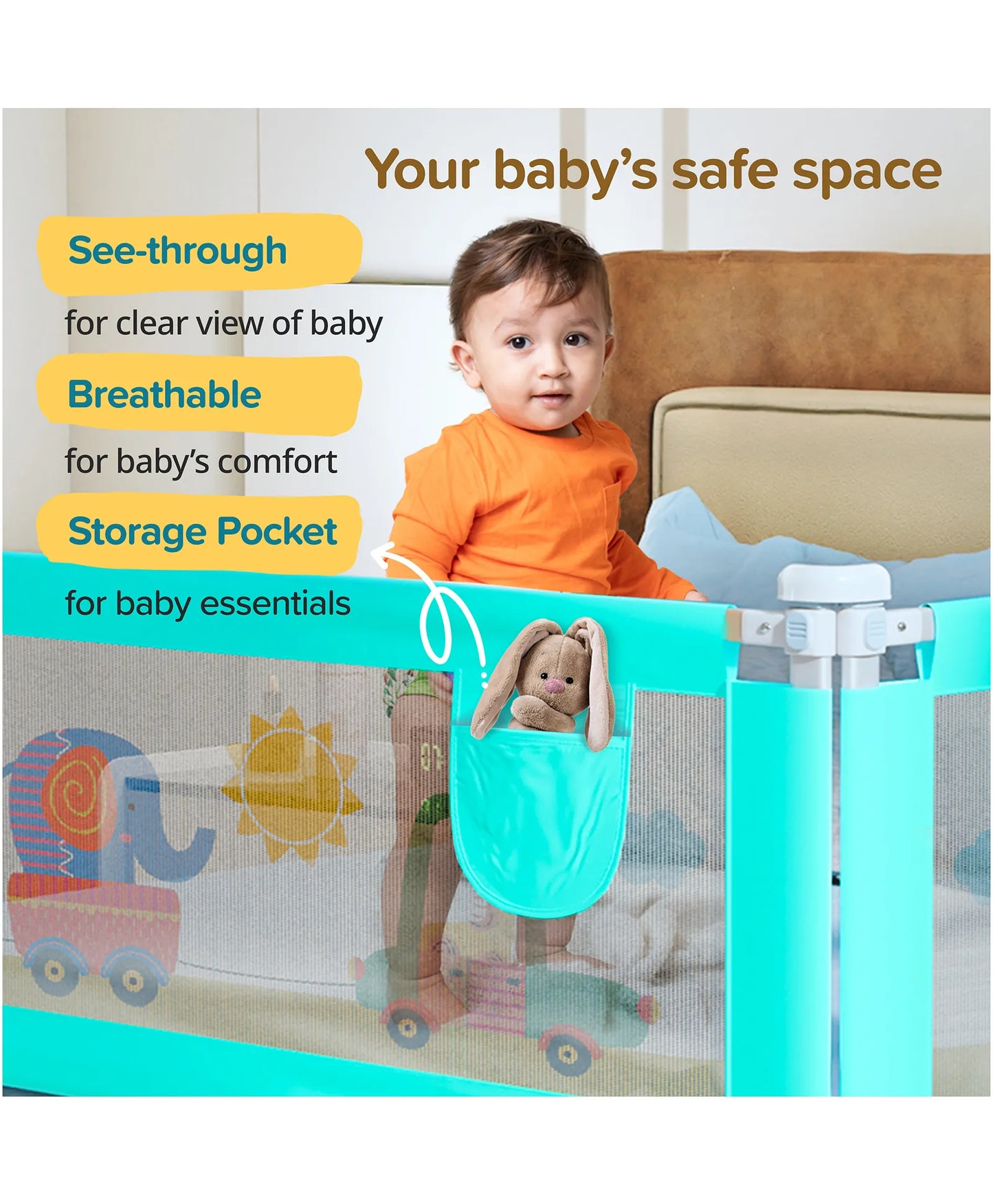 Luvlap Comfy Bed Rail - Green