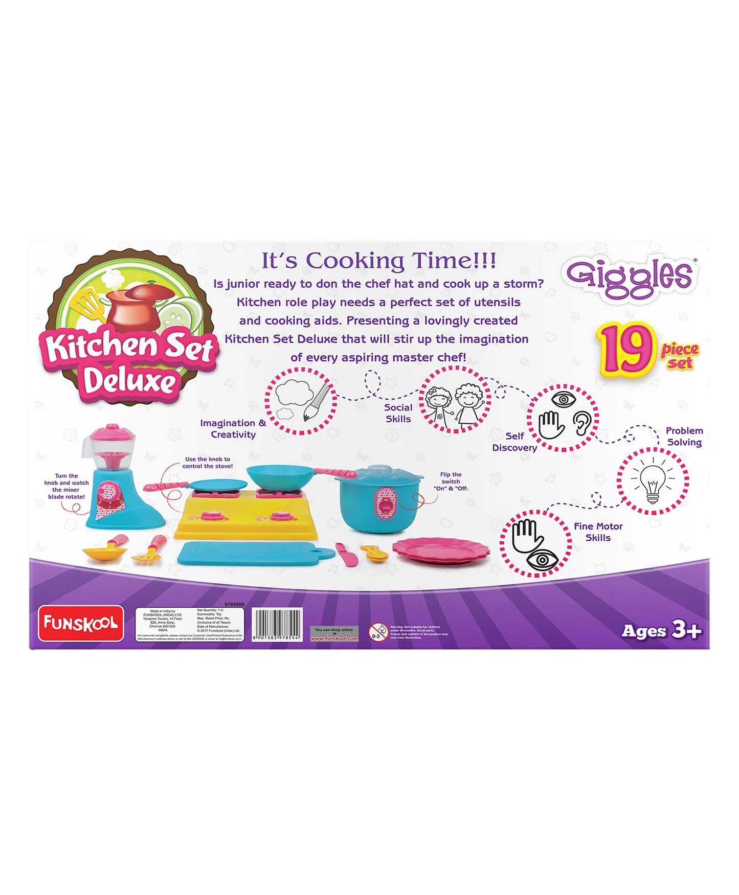 Giggles Kitchen Set Deluxe Multicolor - 19 Pieces