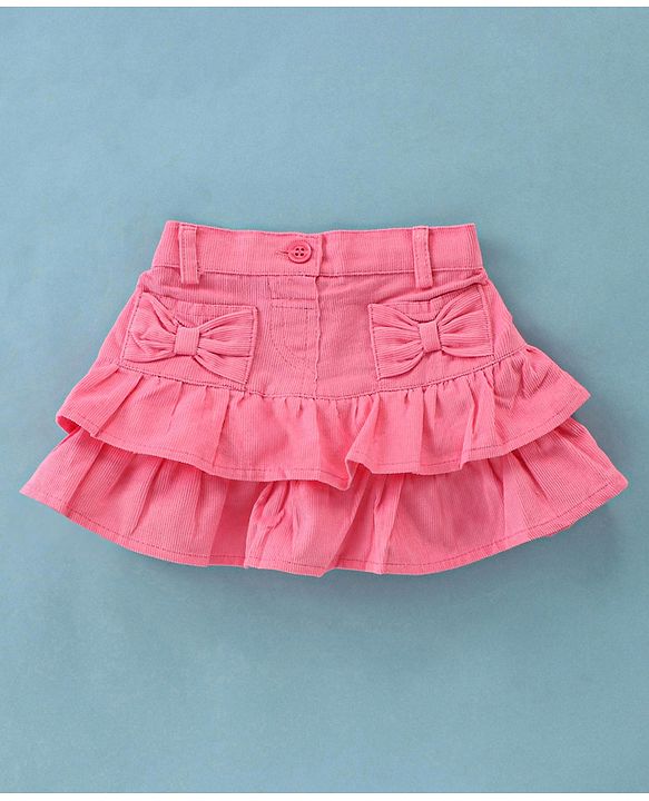 ToffyHouse Half Sleeves Top with Watermelon Print & Layered Skirt Set - Light Pink