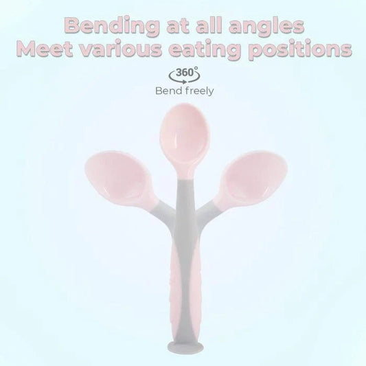 R for Rabbit - Safe Feed Flexi Spoon Set - Spoon - PinkGrey