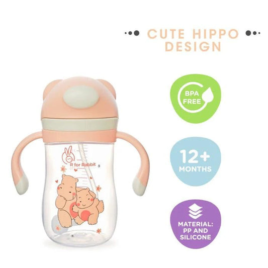 R for Rabbit - Hippo Baby Straw Sipper - Sippy Cups -Yellow