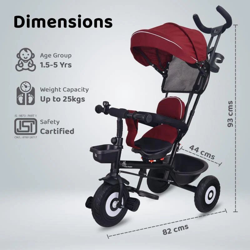 R for Rabbit - TinyToes T40 Plus -Tricycle - Maroon Black