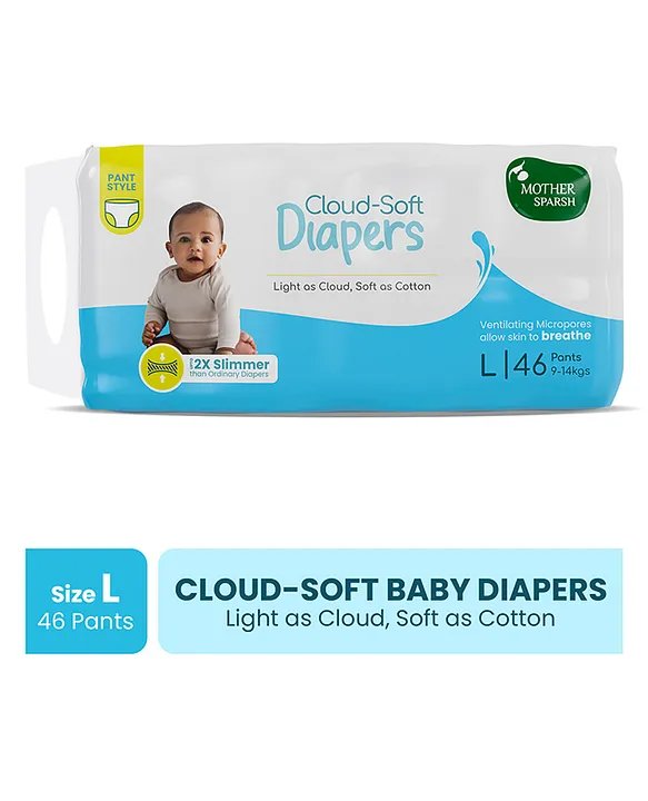 Mother Sparsh Cloud Soft Single Use Diaper- (L) Pack Of 46