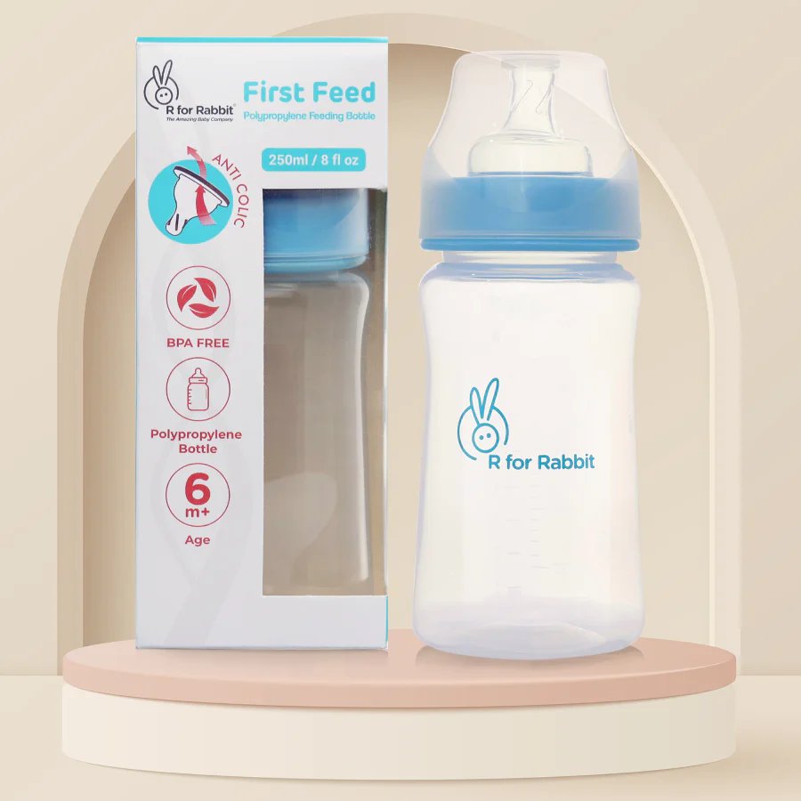 R for Rabbit - Polypropylin First feed 250 ml - FeedingBottle - Light Blue