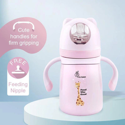 R for Rabbit - Steebo Giffy SS Feeding Bottle 300 ML -Feeding Bottle - Pink