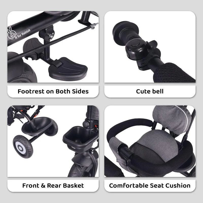 R for Rabbit - TinyToes T40 Ace - Tricycle- Grey Black