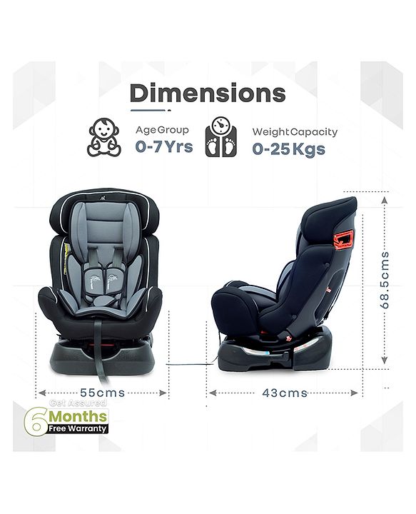 R for Rabbit Convertible Baby Car Seat Jack N Jill Grand Innovative Car Seat - Black & Grey