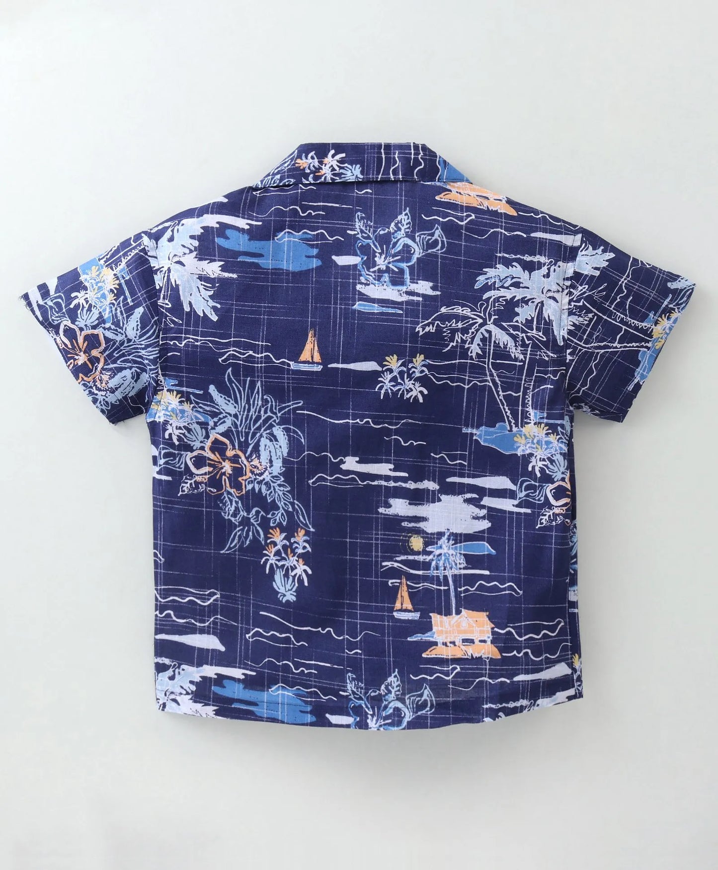 ToffyHouse Half Sleeves Co-Ord Set With Beach Theme Print - Navy