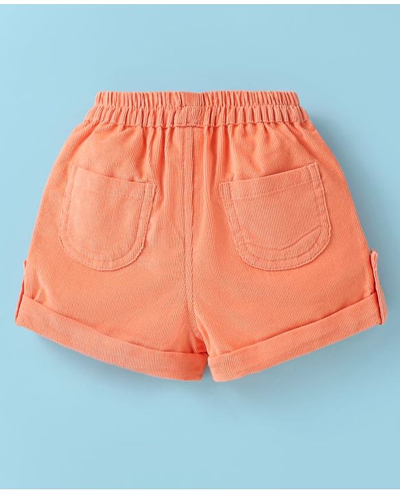 ToffyHouse Half Sleeves T-Shirt & Shorts Set With Boat Print - White & Orange