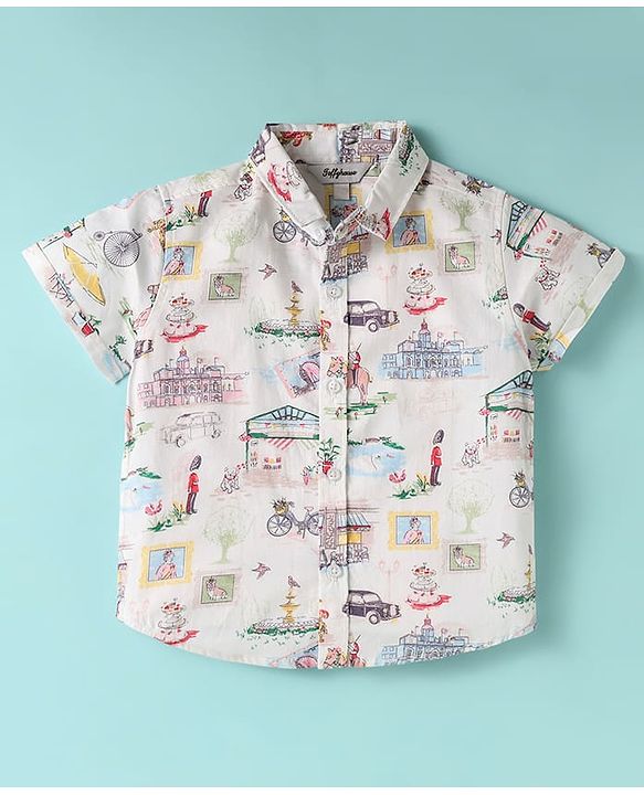 ToffyHouse Half Sleeves Printed T-Shirt & Shorts With Bow & Suspender - Red