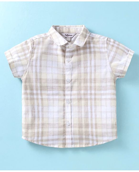 ToffyHouse Half Sleeves Shirt & Shorts Set with Bow & Suspender - Tan Cream
