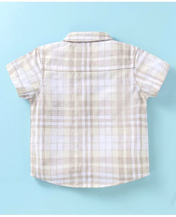 ToffyHouse Half Sleeves Shirt & Shorts Set with Bow & Suspender - Tan Cream