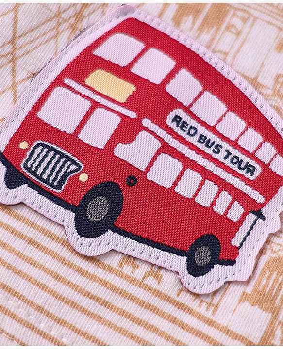 ToffyHouse Half Sleeves T-Shirt & Shorts Set With London Print - Red