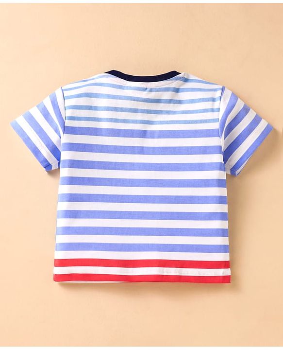 ToffyHouse Half Sleeves Striped T-Shirt & Shorts Set - Light Blue