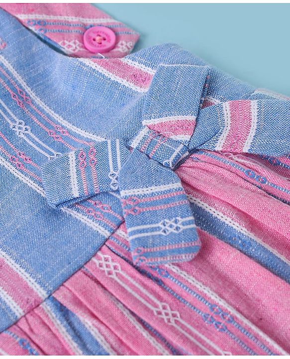 ToffyHouse Half Sleeves Dungaree & T-Shirt with Stripes - Pink & White