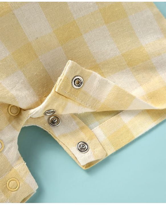 ToffyHouse Half SleevesRomper - Lemon Yellow & White