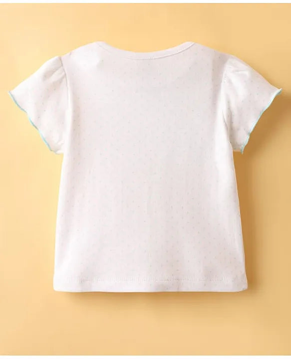 ToffyHouse Interlock Knit Frock & Half Sleeves Inner Tee With Heart Patch & Embroidery - Sea Green & White