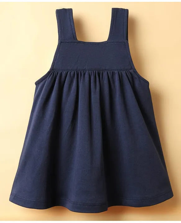 ToffyHouse Interlock Knit Frock & Half Sleeves Inner Tee With Cherry Embroidery & Ladybug Print - Navy Blue & White