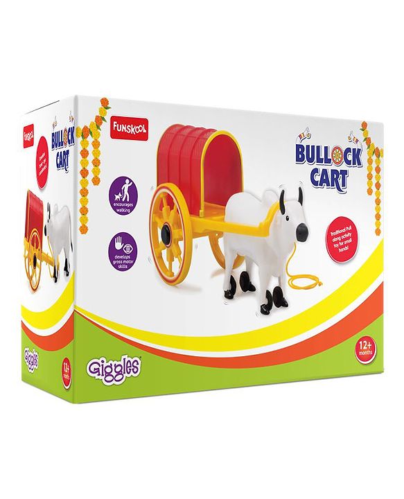 Giggles Pull Along Bullock Cart Toy - White Red