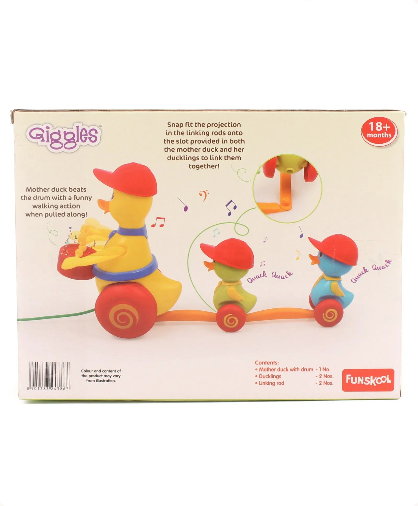 Giggles Duck Parade Pull Along Toy - Red Yellow