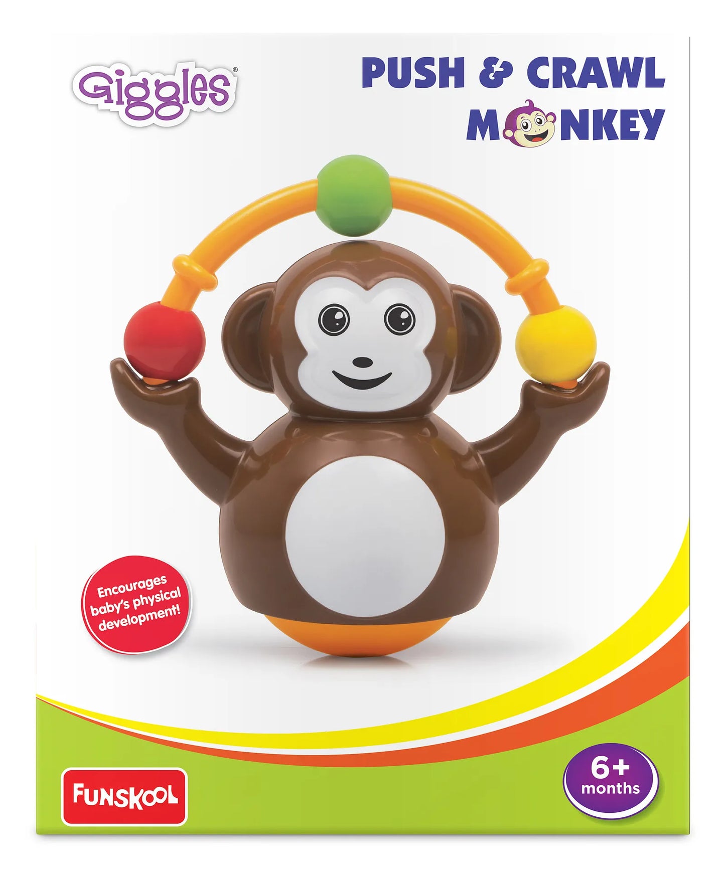 Giggles Push & Crawl Monkey Toy - Brown