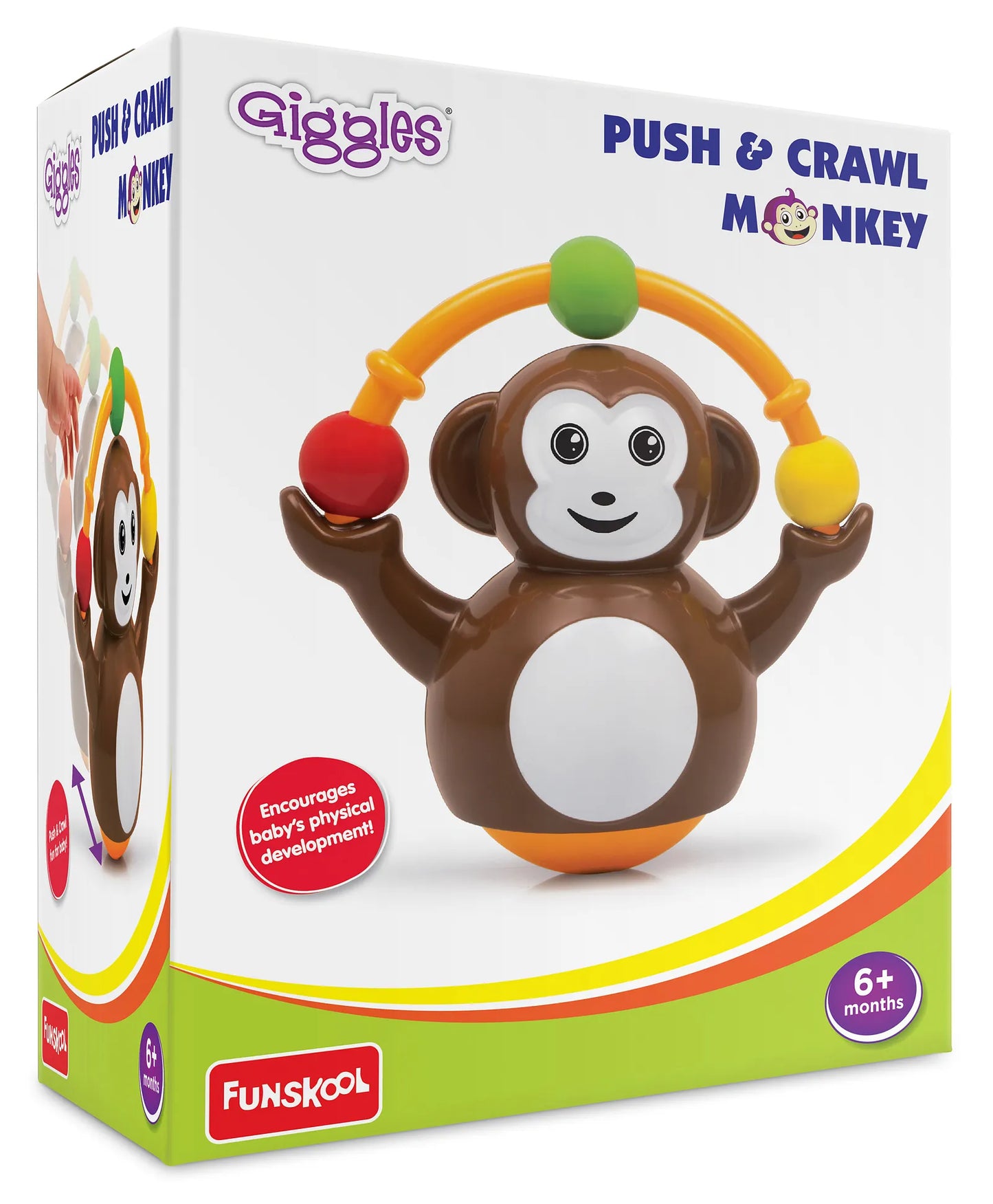 Giggles Push & Crawl Monkey Toy - Brown