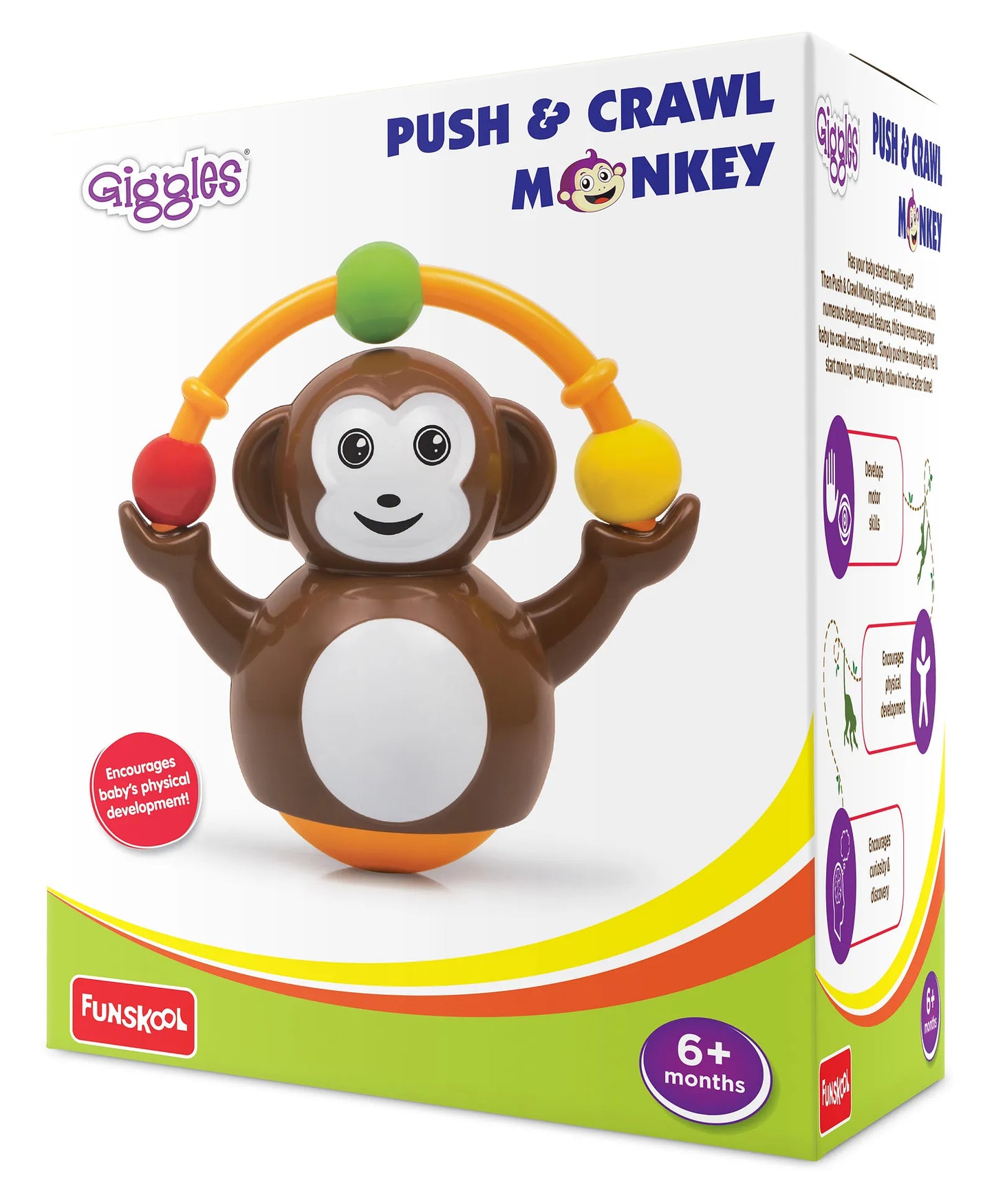 Giggles Push & Crawl Monkey Toy - Brown