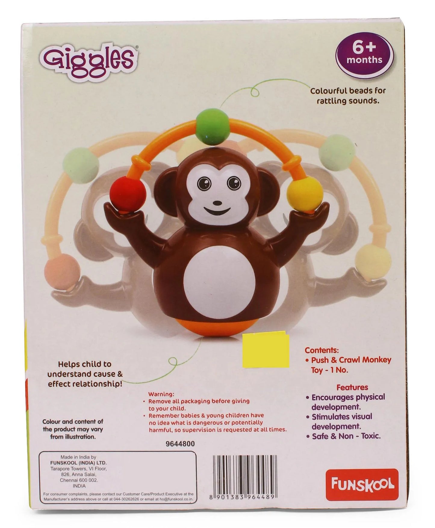 Giggles Push & Crawl Monkey Toy - Brown