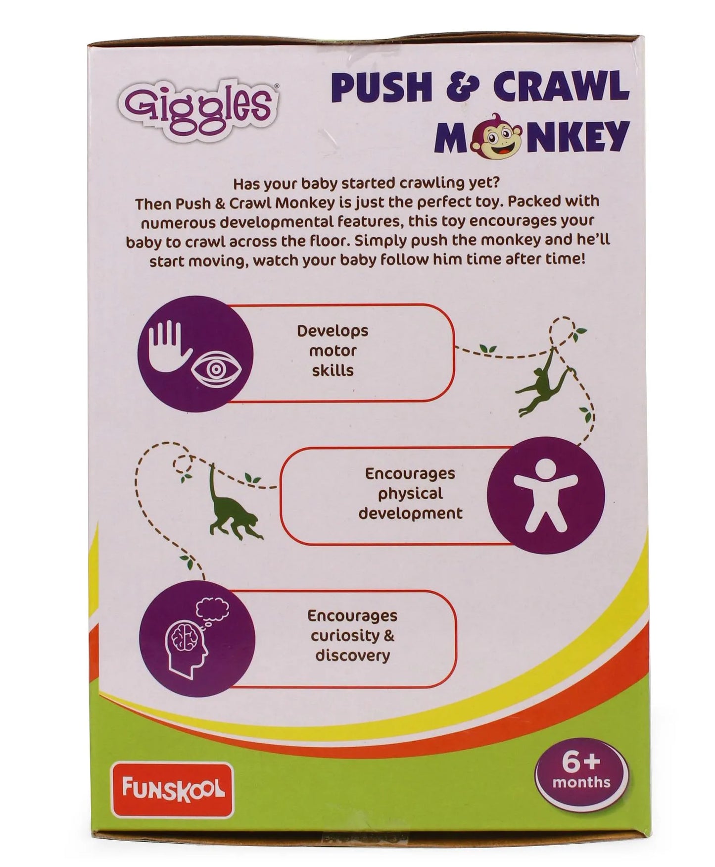 Giggles Push & Crawl Monkey Toy - Brown