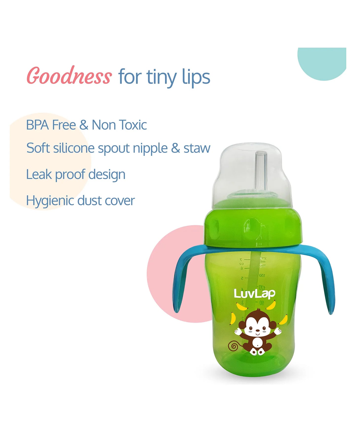 LuvLap Banana Time 2 in 1 sipper 210 ml Green