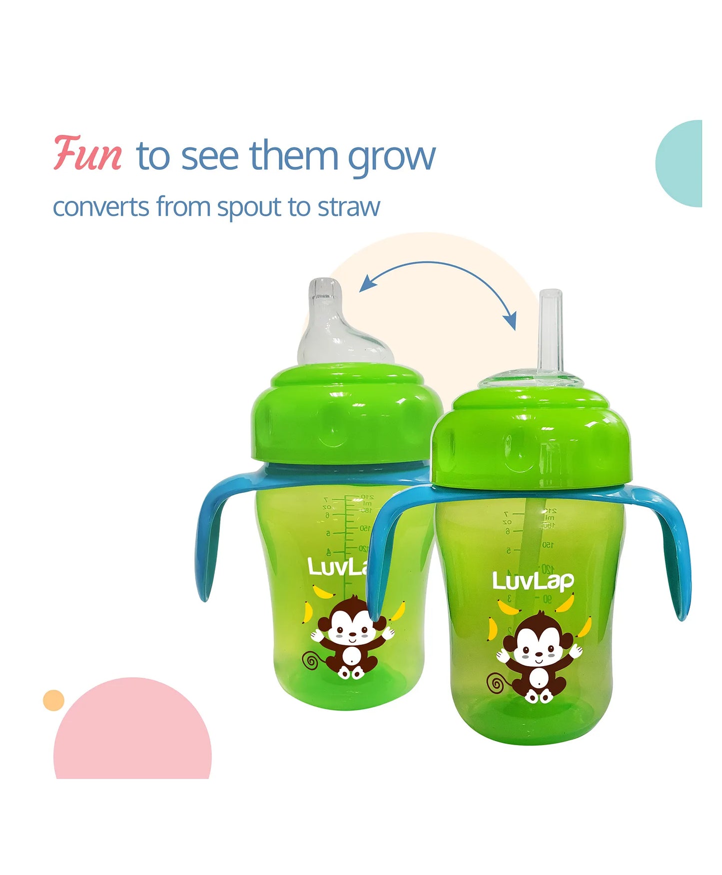 LuvLap Banana Time 2 in 1 sipper 210 ml Green