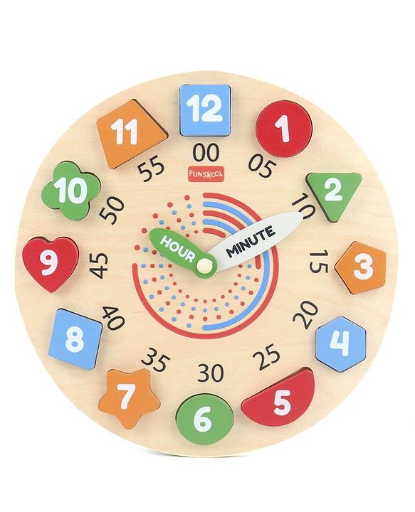 Giggles Wooden Shape Sorter My Clock Toy - Multicolor