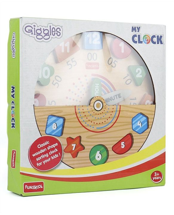 Giggles Wooden Shape Sorter My Clock Toy - Multicolor