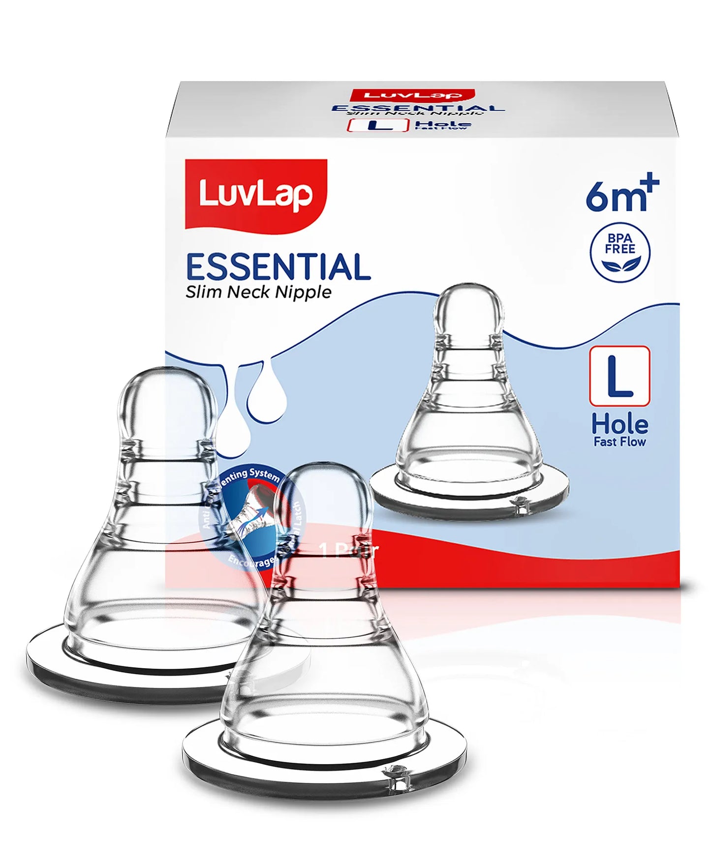 LuvLap Ess Slim Neck Nipple Fast Flow (L)