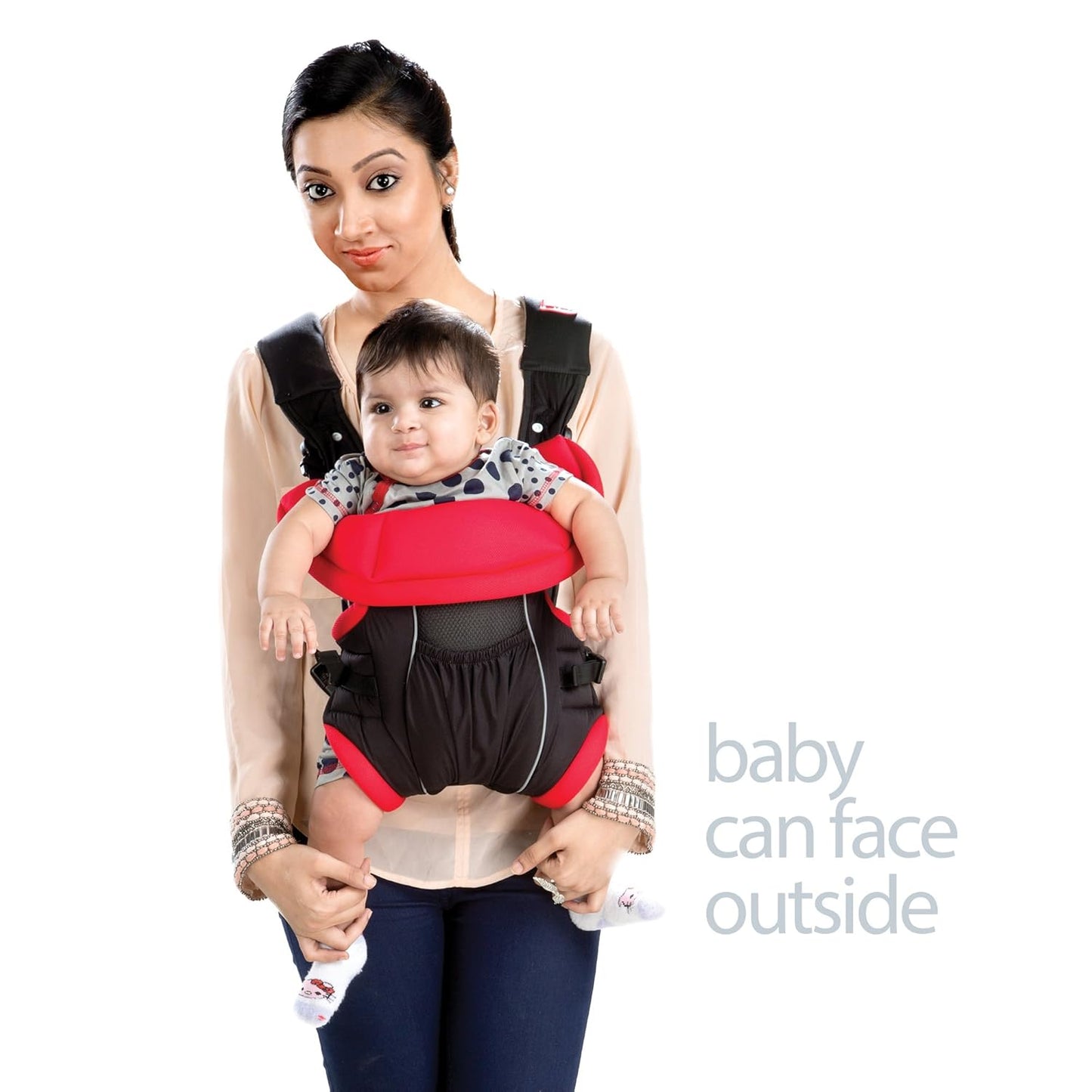 LuvLap Blossom Baby Carrier - Black & Red