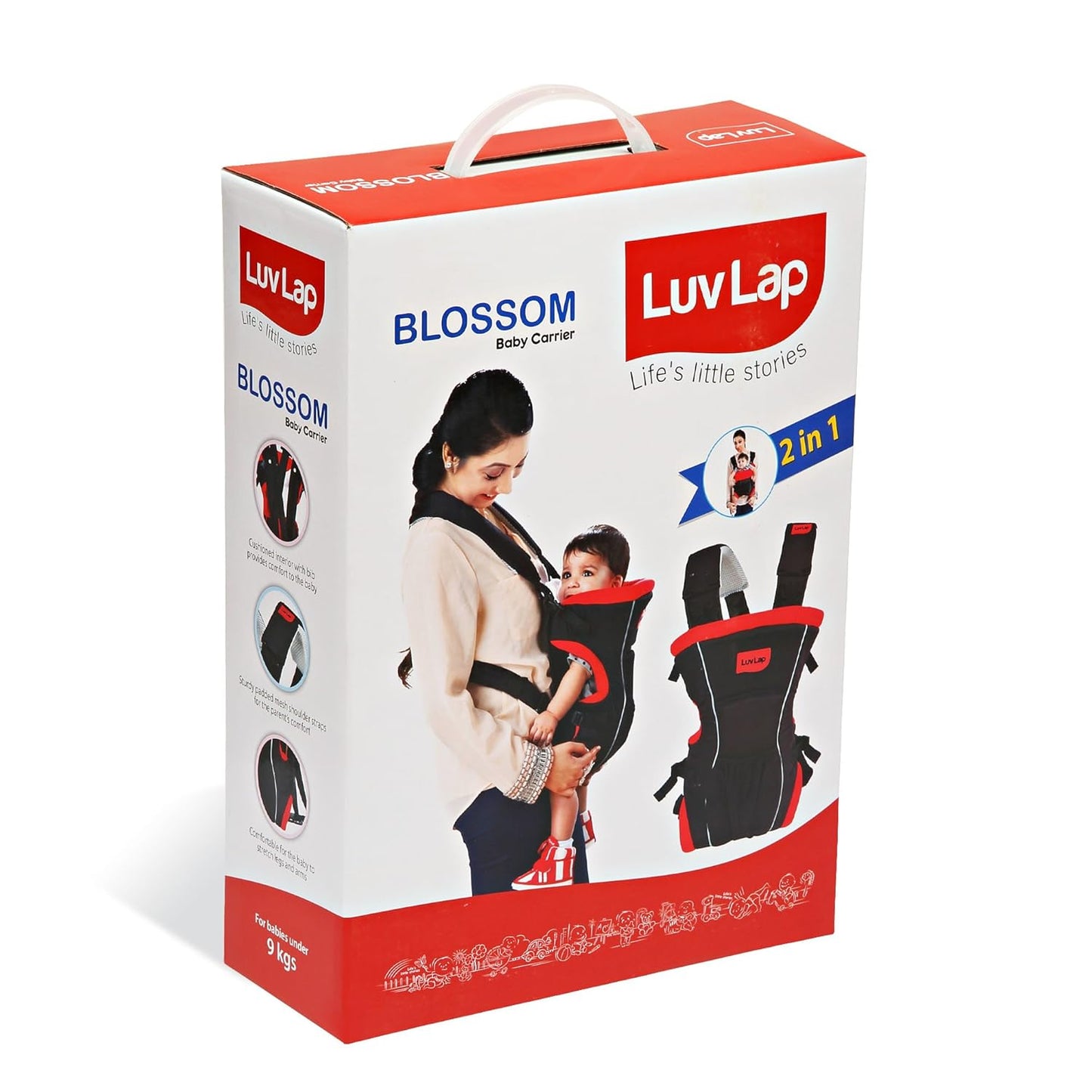 LuvLap Blossom Baby Carrier - Black & Red