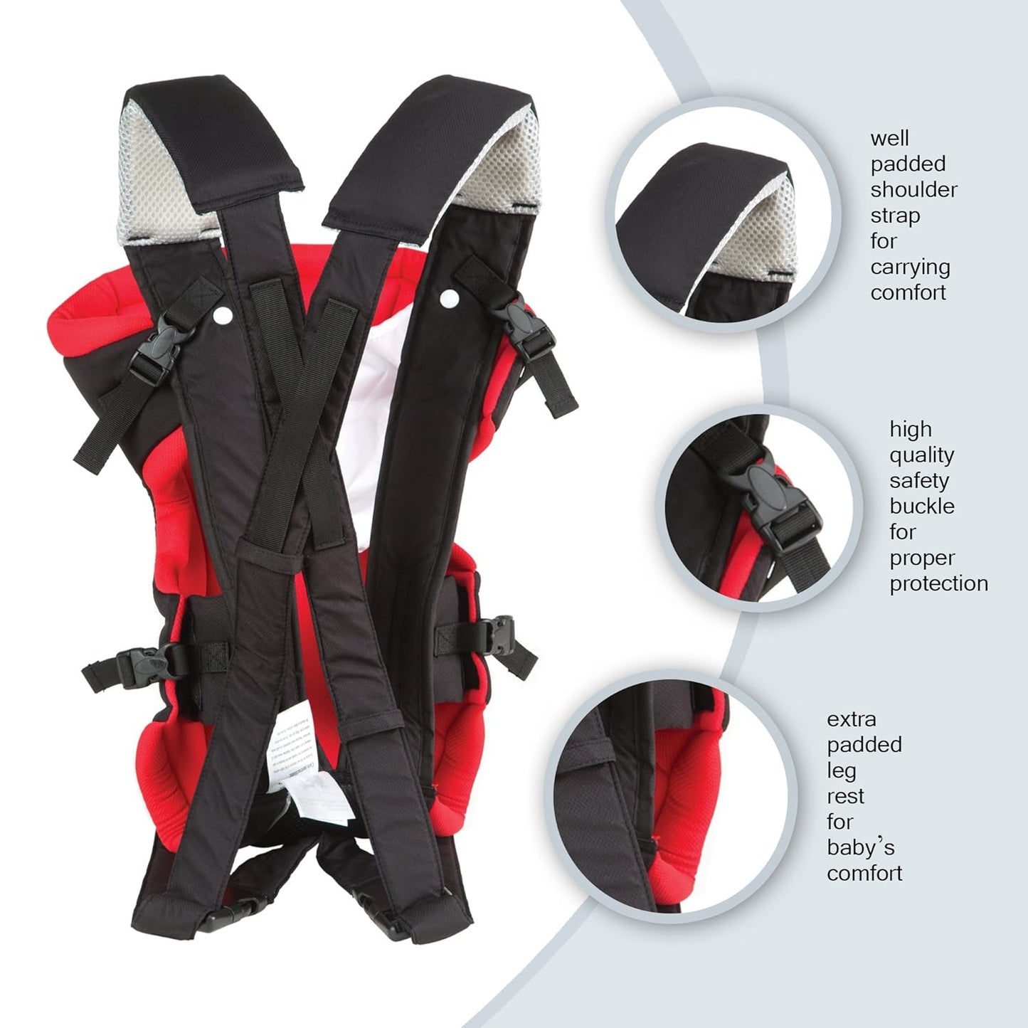 LuvLap Blossom Baby Carrier - Black & Red