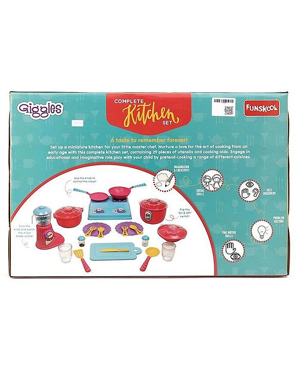 Giggles Role Play Complete Kitchen Set of 29 Pieces - Multicolor