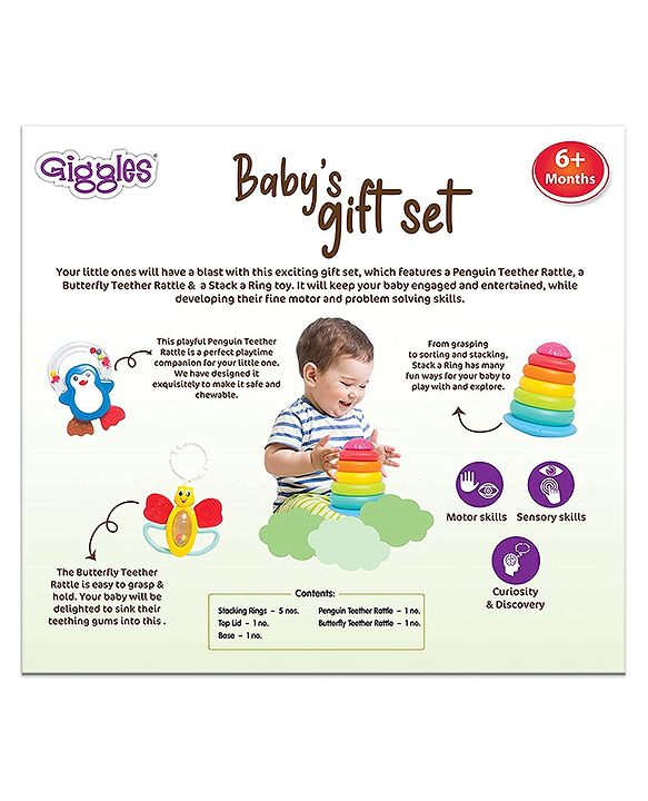 Giggles Baby Rattles 3 in 1 Gift Set - Multicolour