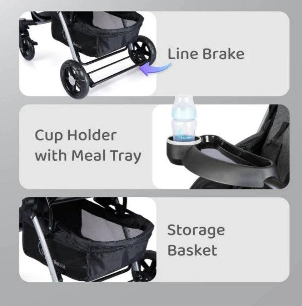 R for Rabbit - Chocolate Ride -Stroller - Black Grey