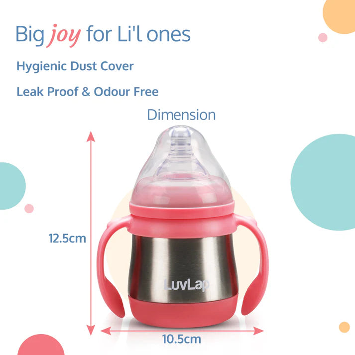 LuvLap Steel Feeding Bottle Pink - 240 ml